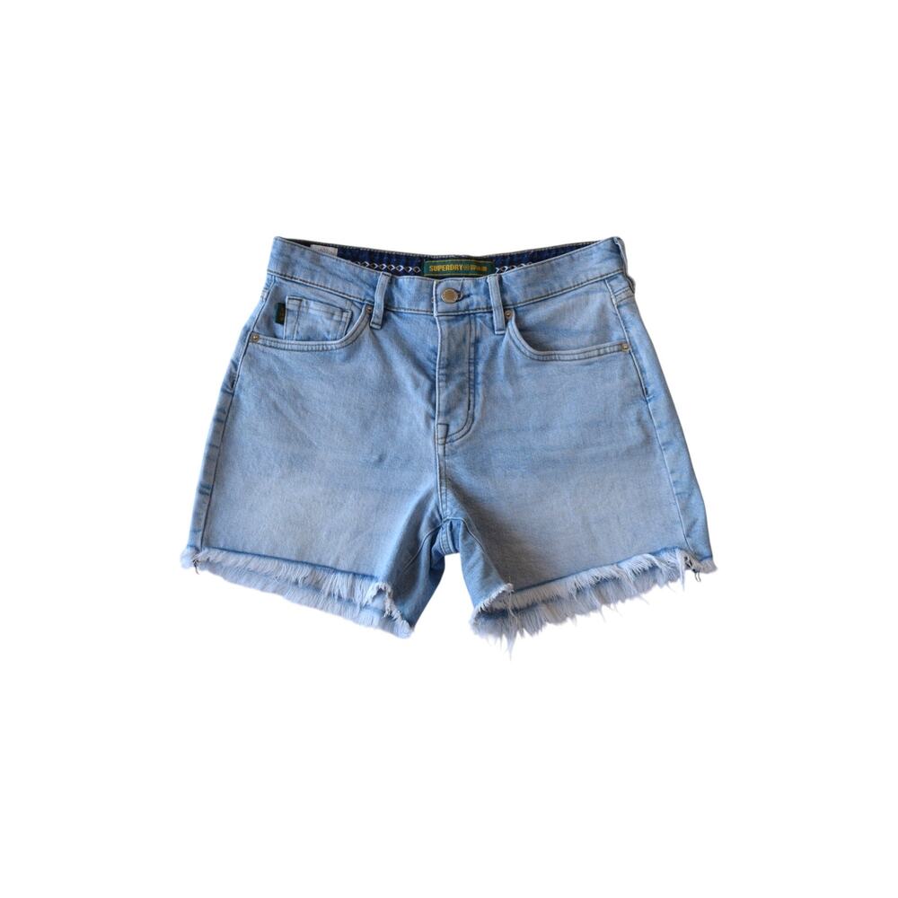 Superdry Denim Cut Off Shorts Size 28 Light Wash